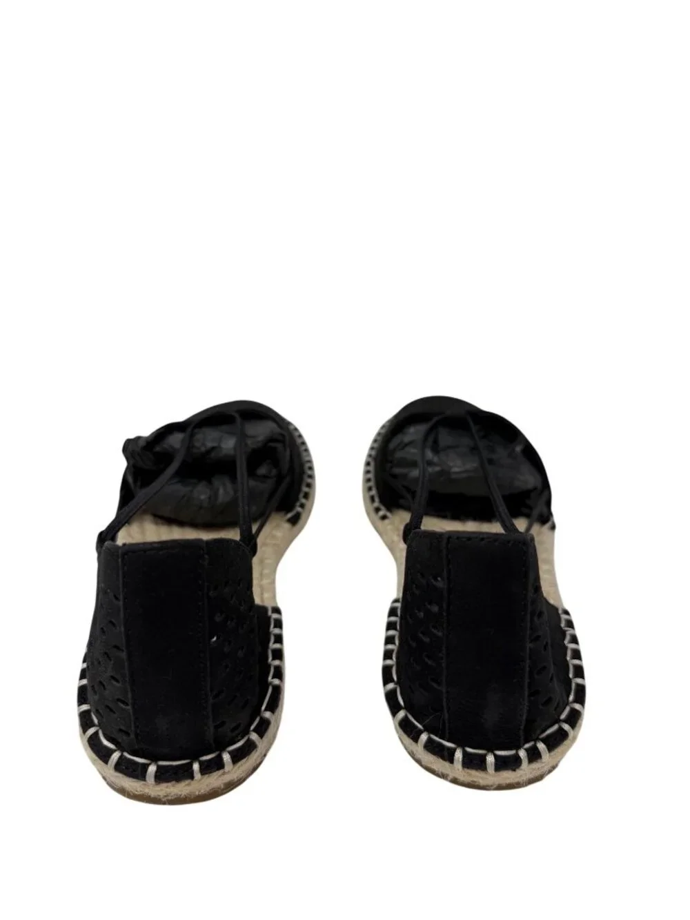 Eileen Fisher Lee Perforated Suede Leather Flat Espadrilles in Black Size 7 NEW!